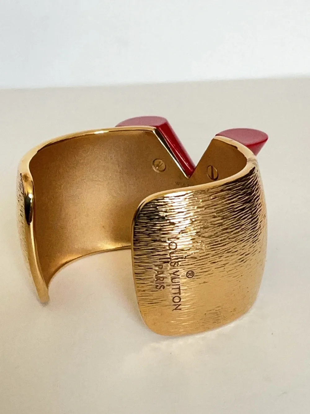 Louis Vuitton Essential V Colorama Cuff Bracelet Gold Tone Interchangeable Vs